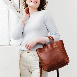 Portland Leather Goods Mini Crossbody Tote Nutmeg